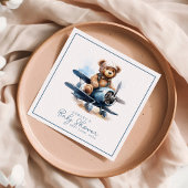 Serviette En Papier Teddy Bear Avion Aquarelle Baby shower garçon