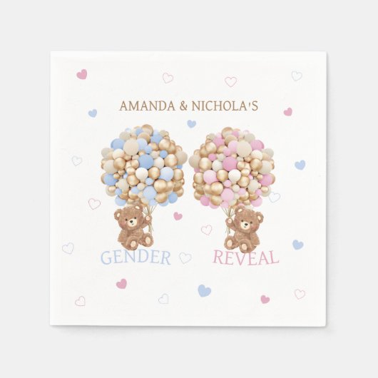 Serviette En Papier Teddy Bear Baby Genre Reveal (Devant)