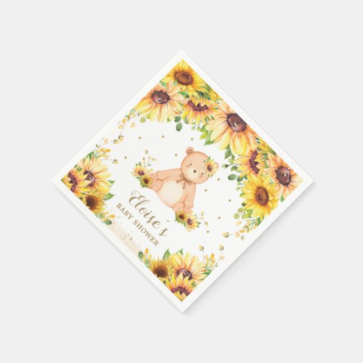 Serviette En Papier Teddy Bear Baby shower de tournesol fête d'anniver (Coin)