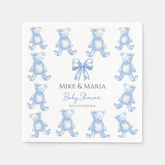 Serviette En Papier Teddy bear baby shower napkins (Devant)