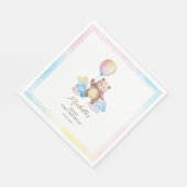 Serviette En Papier Teddy Bear Balloon Clouds Beary First Birthday (Coin)