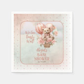 Serviette En Papier Teddy Bear Balloons Girl Bearly Wait Baby shower (Devant)