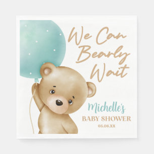 Serviette En Papier Teddy Bear Bleu Nous Pouvons Bearly Wait Baby show