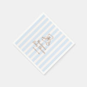Serviette En Papier Teddy Bear Blue Stripes Baby Shower (Coin)