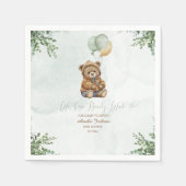 Serviette En Papier Teddy Bear Brown Sage Green Balloons Baby (Devant)
