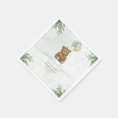 Serviette En Papier Teddy Bear Brown Sage Green Balloons Baby (Coin)