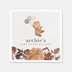 Serviette En Papier Teddy Bear Citrouille - 1er Anniversaire