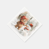 Serviette En Papier Teddy Bear et Snowman (Coin)