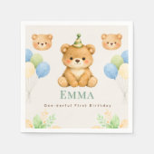 Serviette En Papier Teddy Bear First Birthday Paper Napkin (Devant)
