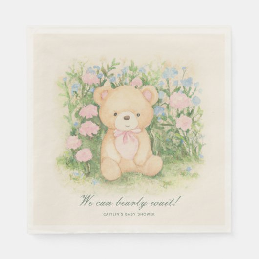 Serviette En Papier Teddy Bear Garden Baby shower classique (Devant)