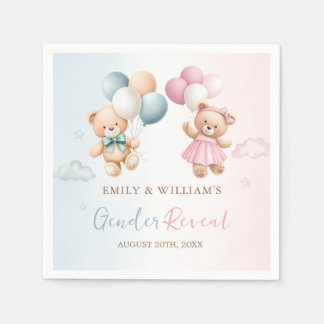 Serviette En Papier Teddy Bear Gender Reveal  Napkins