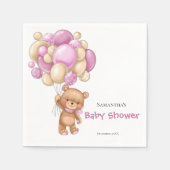 Serviette En Papier Teddy Bear Girl Baby shower -Blanc (Devant)