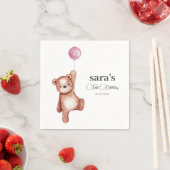 Serviette En Papier Teddy Bear Girl First Birthday Party (En situation)