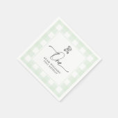 Serviette En Papier Teddy Bear Green En vichy 1er Anniversaire (Coin)