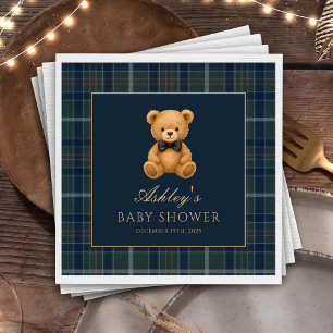 Serviette en papier Teddy Bear Green Tartan pour B