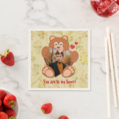 Serviette En Papier Teddy Bear Holding Heart Photo Saint-Valentin (En situation)