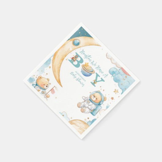Serviette En Papier Teddy Bear Houston Nous Avons Un Garçon Espace Ext (Coin)