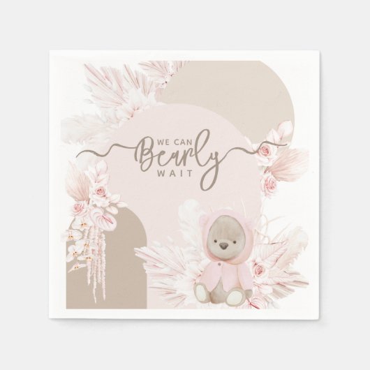 Serviette En Papier Teddy Bear Moderne Boho Girl Baby shower (Devant)