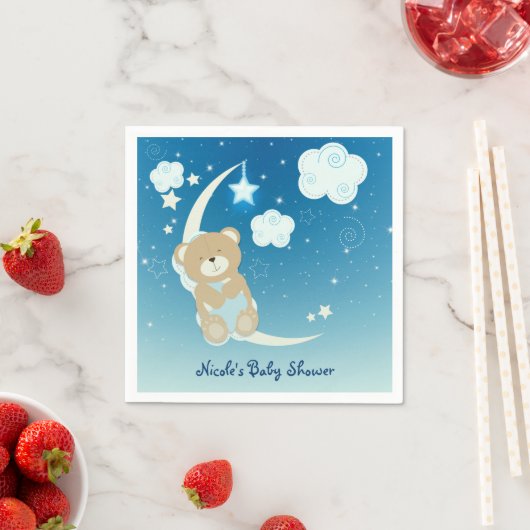 Serviette En Papier Teddy Bear Moon & Stars Baby shower Sprinkl Party (En situation)
