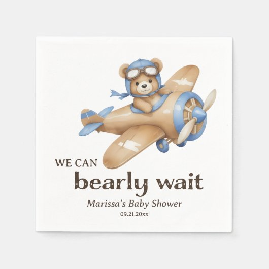 Serviette En Papier Teddy Bear Pilote Baby Boy Douche (Devant)