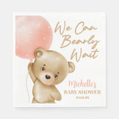 Serviette En Papier Teddy Bear Pink Nous Pouvons Bearly Wait Baby show (Devant)