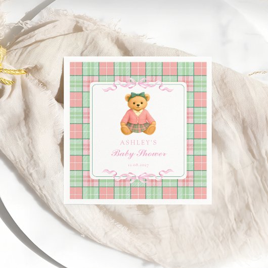 Serviette En Papier Teddy Bear Preppy Girl Baby shower
