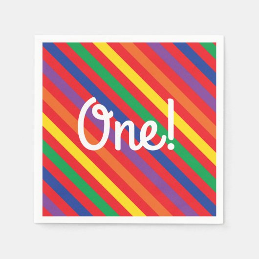 Serviette En Papier Teddy Bear Rainbow Cute 1ère fête anniversaire (Devant)