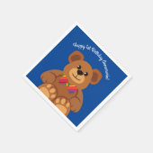 Serviette En Papier Teddy Bear Rainbow Cute 1ère fête anniversaire (Coin)