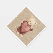 Serviette En Papier Teddy Bear Red Heart Gold Glitter (Coin)
