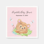 Serviette En Papier Teddy Bear rose bébé fille Douche cadeau (Devant)