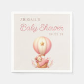 Serviette En Papier Teddy Bear Rose Hot Air Balloon Baby shower fille (Devant)