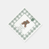 Serviette En Papier Teddy Bear Sage Green Baby Shower (Coin)