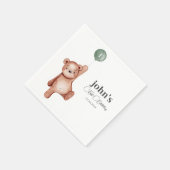 Serviette En Papier Teddy Bear Sage Green Première fête d'anniversaire (Coin)