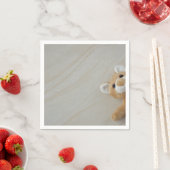 Serviette En Papier Teddy Bear sur Faux Marble (En situation)