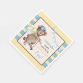 Serviette En Papier Teddy Bear sur Scooter, Baby shower rayé (Coin)