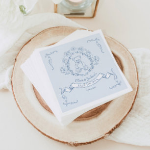 Serviette En Papier Teddy bear Vintage bleu Baby shower en toile