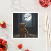 Serviette En Papier Teddy Bear Watching Santa Claus and Reindeer (En situation)