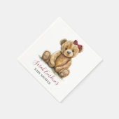 Serviette En Papier Teddy Bear Watercolor Baby shower fille (Coin)