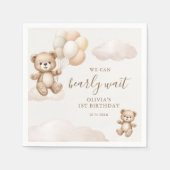 Serviette En Papier Teddy Bear We Can Bearly Wait Birthday (Devant)