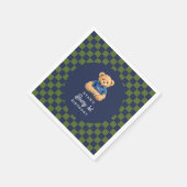 Serviette En Papier Teddy Beary 1st Birthday Checkboard Paper Napkin (Coin)