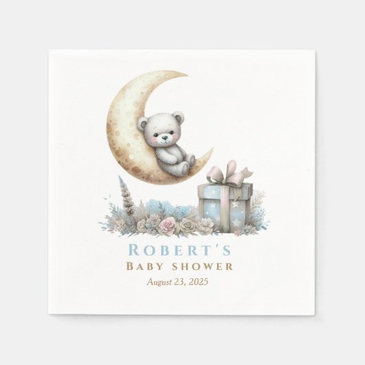 Serviette En Papier Teddy Blue Bear Boy (Devant)