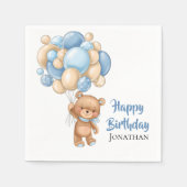 Serviette En Papier Teddy Boy Joyeux Anniversaire - Blanc (Devant)