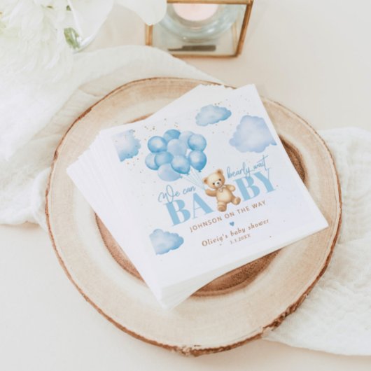 Serviette En Papier Teddy ours bleu nous pouvons faire l'attente baby