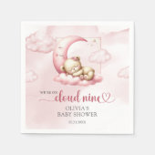 Serviette En Papier Teddy ourson nuage neuf fille rose baby shower (Devant)