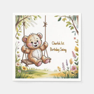 Serviette En Papier Teddy's First Birday Swing Party
