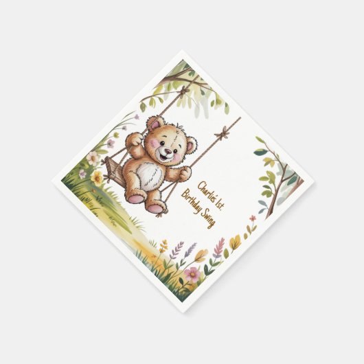 Serviette En Papier Teddy's First Birday Swing Party (Coin)