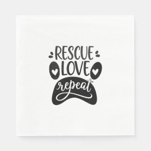 Serviette En Papier Tee Chien Patte Sauvetage Amour Répéter