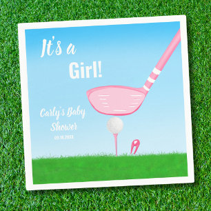 Serviette En Papier Tee Up Pink Golf Genre Reveal Baby C'est une fille