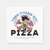 Serviette En Papier Teen Titans Go ! Robin "Truth Justice Pizza" (Devant)