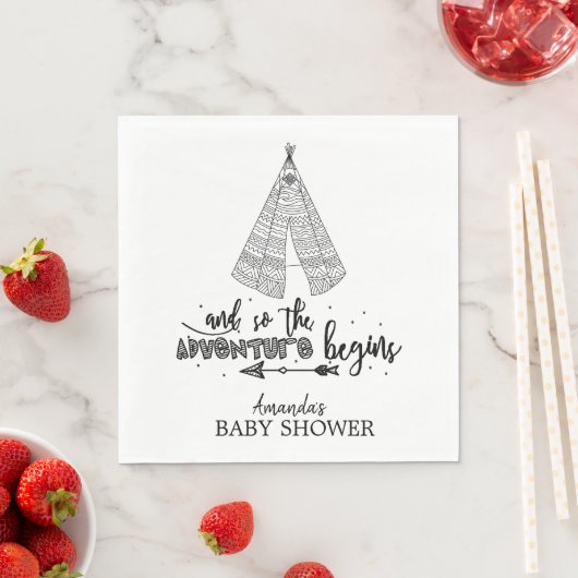 Serviette En Papier Teepee Adventure commence Baby shower papier servi (En situation)